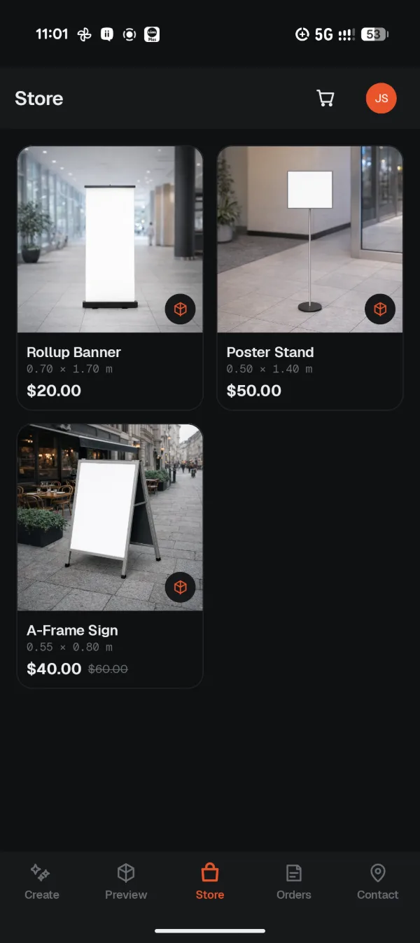 Store tab in dark mode
